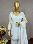 DESIGNER GEORGETTE EMBROIDREY SEQUENCE WORK TOP PALAZZO WITH DUPATTA PARTY WEAR WHOLESALE PRICE ETHNIC GARMENT (3)