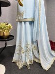 DESIGNER GEORGETTE EMBROIDREY SEQUENCE WORK TOP PALAZZO WITH DUPATTA PARTY WEAR WHOLESALE PRICE ETHNIC GARMENT (3)