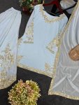 DESIGNER GEORGETTE EMBROIDREY SEQUENCE WORK TOP PALAZZO WITH DUPATTA PARTY WEAR WHOLESALE PRICE ETHNIC GARMENT (3)
