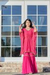 DESIGNER GEORGETTE LAHERIYA PRINTED LACE WORK KAFTAN WITH STITCHED BLOUSE AND SHARARA PARTY WEAR WHOLESALE PRICE ETHNIC GARMENT (3)