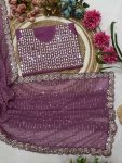 DESIGNER GEORGETTE MULTI THREAD SEQUENCE WORK SAREE WITH UNSTICHED BLOUSE WHOLESALE PRICE ETHNIC GARMENT (15)