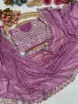 DESIGNER GEORGETTE MULTI THREAD SEQUENCE WORK SAREE WITH UNSTICHED BLOUSE WHOLESALE PRICE ETHNIC GARMENT (15)
