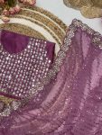 DESIGNER GEORGETTE MULTI THREAD SEQUENCE WORK SAREE WITH UNSTICHED BLOUSE WHOLESALE PRICE ETHNIC GARMENT (15)