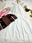 DESIGNER GEORGETTE PLAIN GOWN WITH VELVET EMBROIDERY WORK JACKET PARTY WEAR WHOLESALE PRICE ETHNIC GARMENT (4)