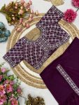 DESIGNER GEORGETTE RUFFLE EMBROIDERY THREAD SEQUENCE WORK LEHENGA SAREE WITH UNSTITCHED BLOUSE PARTY WEAR WHOLESALE PRICE ETHNIC GARMENT (13)