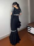 DESIGNER GEORGETTE RUFFLE EMBROIDERY THREAD SEQUENCE WORK LEHENGA SAREE WITH UNSTITCHED BLOUSE PARTY WEAR WHOLESALE PRICE ETHNIC GARMENT (3)