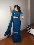 DESIGNER GEORGETTE RUFFLE EMBROIDERY THREAD SEQUENCE WORK LEHENGA SAREE WITH UNSTITCHED BLOUSE PARTY WEAR WHOLESALE PRICE ETHNIC GARMENT (6)