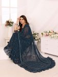 DESIGNER GEORGETTE SILK RUFFLE AND MIRROR WORK SAREE WITH UNSTITCHED BLOUSE PARTY WEAR WHOLESALE PRICE ETHNIC GARMENT (10)