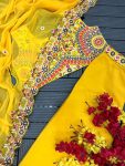 DESIGNER GEORGETTE THREAD EMBROIDERY SEQUENCE WORK SHARARA WITH STITCHED BLOUSE AND SHRUG WEDDING WEAR WHOLESALE PRICE ETHNIC GARMENT (5)