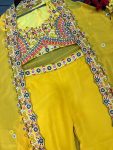 DESIGNER GEORGETTE THREAD EMBROIDERY SEQUENCE WORK SHARARA WITH STITCHED BLOUSE AND SHRUG WEDDING WEAR WHOLESALE PRICE ETHNIC GARMENT (5)