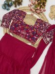 DESIGNER GEORGETTE THREAD, EMBROIDERY , ZARI AND SEQUENCE WORK RUFFLE READY TO WEAR SAREE WITH BLOUSE PARTY WEAR WHOLESALE PRICE ETHNIC GARMENT (5)