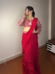 DESIGNER GEORGETTE THREAD, EMBROIDERY , ZARI AND SEQUENCE WORK RUFFLE READY TO WEAR SAREE WITH BLOUSE PARTY WEAR WHOLESALE PRICE ETHNIC GARMENT (5)
