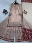 DESIGNER GEORGETTE THREAD SEQUENCE MOTI WORK TOP GHARARA WITH DUPATTA PARTY WEAR WHOLESALE PRICE ETHNIC GARMENT (4)