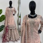 DESIGNER GEORGETTE THREAD SEQUENCE MOTI WORK TOP GHARARA WITH DUPATTA PARTY WEAR WHOLESALE PRICE ETHNIC GARMENT (4)