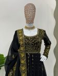DESIGNER GEORGETTE THREAD SEQUENCE WORK GOWN BOTTOM WITH DUPATTA PARTY WEAR WHOLESALE PRICE ETHNIC GARMENT (5)