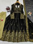 DESIGNER GEORGETTE THREAD SEQUENCE WORK GOWN BOTTOM WITH DUPATTA PARTY WEAR WHOLESALE PRICE ETHNIC GARMENT (5)