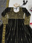 DESIGNER GEORGETTE THREAD SEQUENCE WORK GOWN BOTTOM WITH DUPATTA PARTY WEAR WHOLESALE PRICE ETHNIC GARMENT (5)