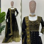 DESIGNER GEORGETTE THREAD SEQUENCE WORK GOWN BOTTOM WITH DUPATTA PARTY WEAR WHOLESALE PRICE ETHNIC GARMENT (5)
