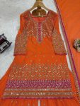DESIGNER GEORGETTE THREAD SEQUENCE WORK TOP SHARARA WITH DUPATTA PARTY WEAR WHOLESALE PRICE ETHNIC GARMENT (5)