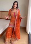 DESIGNER GEORGETTE THREAD SEQUENCE WORK TOP SHARARA WITH DUPATTA PARTY WEAR WHOLESALE PRICE ETHNIC GARMENT (5)