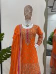 DESIGNER GEORGETTE THREAD SEQUENCE WORK TOP SHARARA WITH DUPATTA PARTY WEAR WHOLESALE PRICE ETHNIC GARMENT (5)