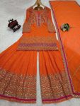 DESIGNER GEORGETTE THREAD SEQUENCE WORK TOP SHARARA WITH DUPATTA PARTY WEAR WHOLESALE PRICE ETHNIC GARMENT (5)
