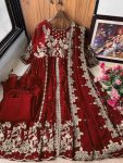 DESIGNER GEORGETTE ZARI EMBROIDERY WORK GOWN PALAZZO WITH DUPATTA FESTIVE WEAR WHOLESALE PRICE ETHNIC GARMENT (1)