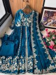 DESIGNER GEORGETTE ZARI EMBROIDERY WORK GOWN PALAZZO WITH DUPATTA FESTIVE WEAR WHOLESALE PRICE ETHNIC GARMENT (4)