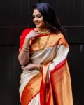 DESIGNER LICHI SILK JACQUARD BORDER WORK SAREE WITH UNSTITCHED BLOUSE PARTY WEAR WHOLESALE PRICE ETHNIC GARMENT (5)