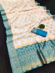 DESIGNER LICHI SILK SILK JACQUARD BORDER WORK SAREE WITH UNSTITCHED BLOUSE PARTY WEAR WHOLESALE PRICE ETHNIC GARMENT (3)