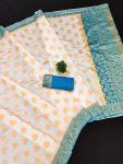 DESIGNER LICHI SILK SILK JACQUARD BORDER WORK SAREE WITH UNSTITCHED BLOUSE PARTY WEAR WHOLESALE PRICE ETHNIC GARMENT (3)