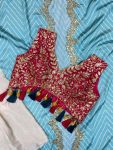 DESIGNER MONO SILK SEQUENCE EMBROIDERY AND LATKAN WORK TUBE BLOUSE DRAPE SKIRT WITH SHRUG PARTY WEAR WHOLESALE PRICE ETHNIC GARMENT (4)
