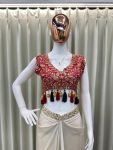 DESIGNER MONO SILK SEQUENCE EMBROIDERY AND LATKAN WORK TUBE BLOUSE DRAPE SKIRT WITH SHRUG PARTY WEAR WHOLESALE PRICE ETHNIC GARMENT (4)