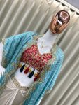 DESIGNER MONO SILK SEQUENCE EMBROIDERY AND LATKAN WORK TUBE BLOUSE DRAPE SKIRT WITH SHRUG PARTY WEAR WHOLESALE PRICE ETHNIC GARMENT (4)