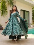 DESIGNER MUSLIN DIGITAL PRINT WITH WHITE EMBROIDERY LACE WORK GOWN BOTTOM WITH DUPATTA FESTIVE WEAR WHOLESALE PRICE ETHNIC GARMENT (3)