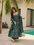 DESIGNER MUSLIN DIGITAL PRINT WITH WHITE EMBROIDERY LACE WORK GOWN BOTTOM WITH DUPATTA FESTIVE WEAR WHOLESALE PRICE ETHNIC GARMENT (3)