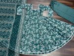 DESIGNER MUSLIN DIGITAL PRINT WITH WHITE EMBROIDERY LACE WORK GOWN BOTTOM WITH DUPATTA FESTIVE WEAR WHOLESALE PRICE ETHNIC GARMENT (3)