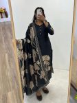DESIGNER MUSLIN FLORAL DIGITAL PRINTED TOP BOTTOM WITH DUPATTA BLACK