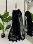 DESIGNER NET THREAD SEQUENCE WORK SAREE WITH UNSTITCHED BLOUSE PARTY WEAR WHOLESALE PRICE ETHNIC GARMENT (3)