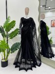 DESIGNER NET THREAD SEQUENCE WORK SAREE WITH UNSTITCHED BLOUSE PARTY WEAR WHOLESALE PRICE ETHNIC GARMENT (3)