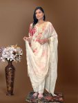 DESIGNER ORGANZA DIGITAL PRINTED EMBROIDERY CODING SEQUENCE WORK TOP BOTTOM WITH DUPATTA WHITE