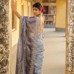 DESIGNER ORGANZA MULTI THREAD EMBROIDERY WORK SAREE WITH UNSTITCHED BLOUSE PARTY WEAR WHOLESALE PRICE ETHNIC GARMENT (4)