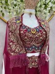 DESIGNER ORGANZA SILK THREAD WITH SEQUENCE WORK CHOLI DRAPE SKIRT WITH SHRUG PARTY WEAR WHOLESALE PRICE ETHNIC GARMENT (4)