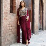 DESIGNER ORGANZA SILK THREAD WITH SEQUENCE WORK CHOLI DRAPE SKIRT WITH SHRUG PARTY WEAR WHOLESALE PRICE ETHNIC GARMENT (4)