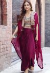 DESIGNER ORGANZA SILK THREAD WITH SEQUENCE WORK CHOLI DRAPE SKIRT WITH SHRUG PARTY WEAR WHOLESALE PRICE ETHNIC GARMENT (4)