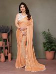 DESIGNER POLYESTER WOVEN ZARI AND FANCY LACE WORK SAREE WITH UNSTITCHED BLOUSE FESTIVE WEAR WHOLESALE PRICE ETHNIC GARMENT (7)