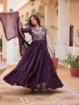 DESIGNER PURE GEORGETTE EMBROIDERY SEQUENCE WORK GOWN WITH DUPATTA FESTIVE WEAR WHOLESALE PRICE ETHNIC GARMENT (7)