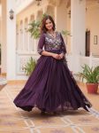 DESIGNER PURE GEORGETTE EMBROIDERY SEQUENCE WORK GOWN WITH DUPATTA FESTIVE WEAR WHOLESALE PRICE ETHNIC GARMENT (7)