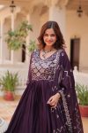 DESIGNER PURE GEORGETTE EMBROIDERY SEQUENCE WORK GOWN WITH DUPATTA FESTIVE WEAR WHOLESALE PRICE ETHNIC GARMENT (7)