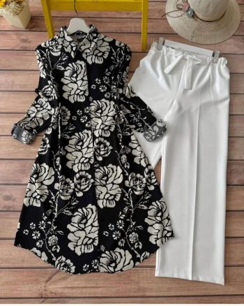 LATEST RAYON DIGITAL PRINTED TOP WITH PALAZZO BLACK